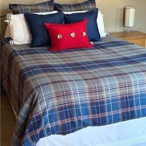 Pottery Barn Woodrow Plaid King Duvet Cover and Euro Shams